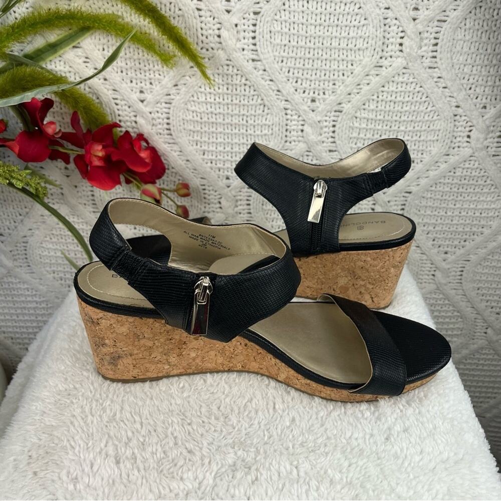BANDOLINO | Black Textured "Tessa" Wedge Sandals - Picture 4 of 12